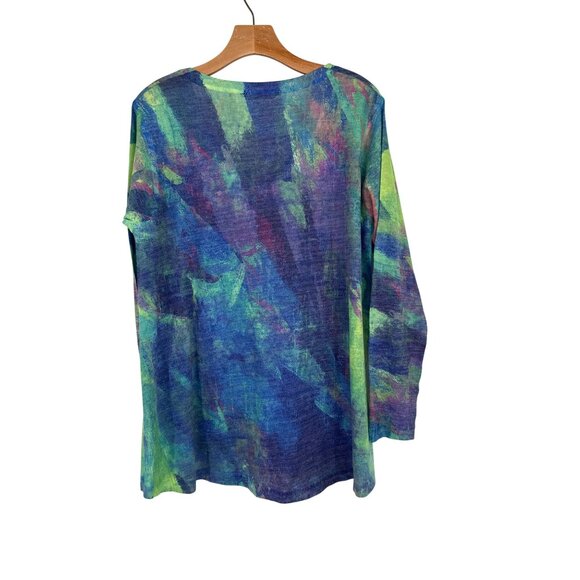 Soft Surroundings Womens V-Neck Long Sleeve Top Abstract Print sweater size XL - Picture 3 of 5